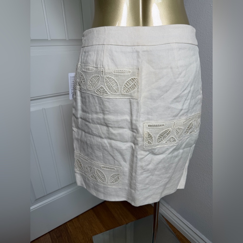 Anthropologie Moulinette Soeurs Bonsai Breeze Linen Leaf Ivory Skirt Size 0 - Picture 4 of 10